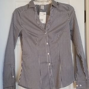 NWT navy pin stripe button down blouse